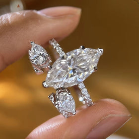Celeste Marquise Moissanite Ring — 4 Carat, 925 Sterling Silver